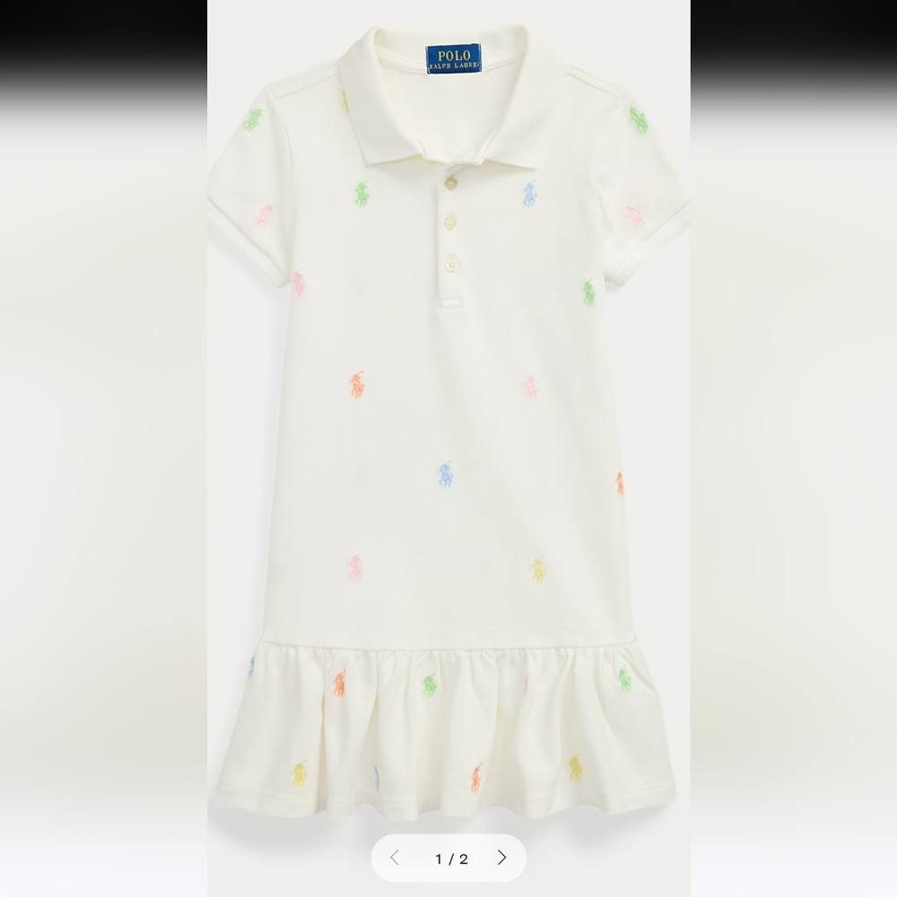 Polo by Ralph Lauren Kids White Polo with Colorful Embroidery